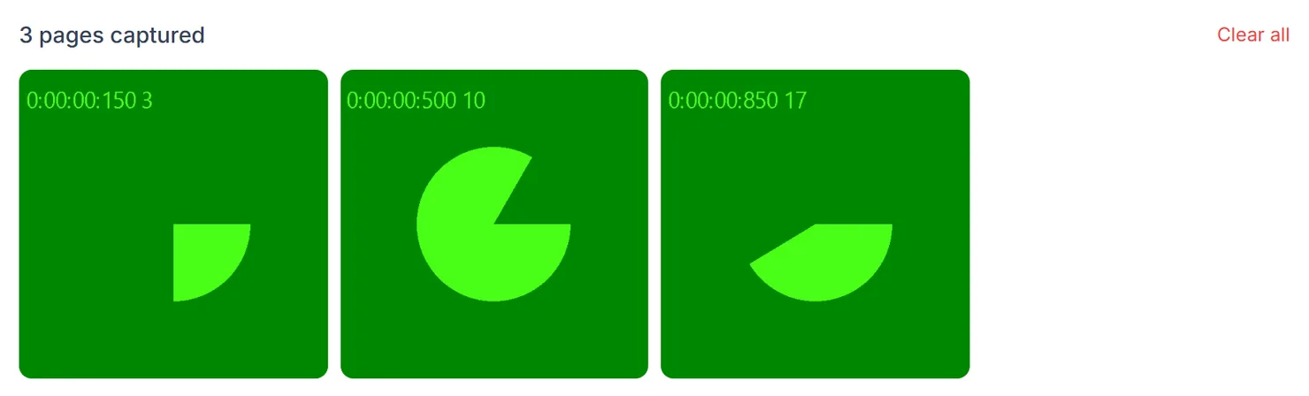 Three pages captured, shown as thumbnails.
