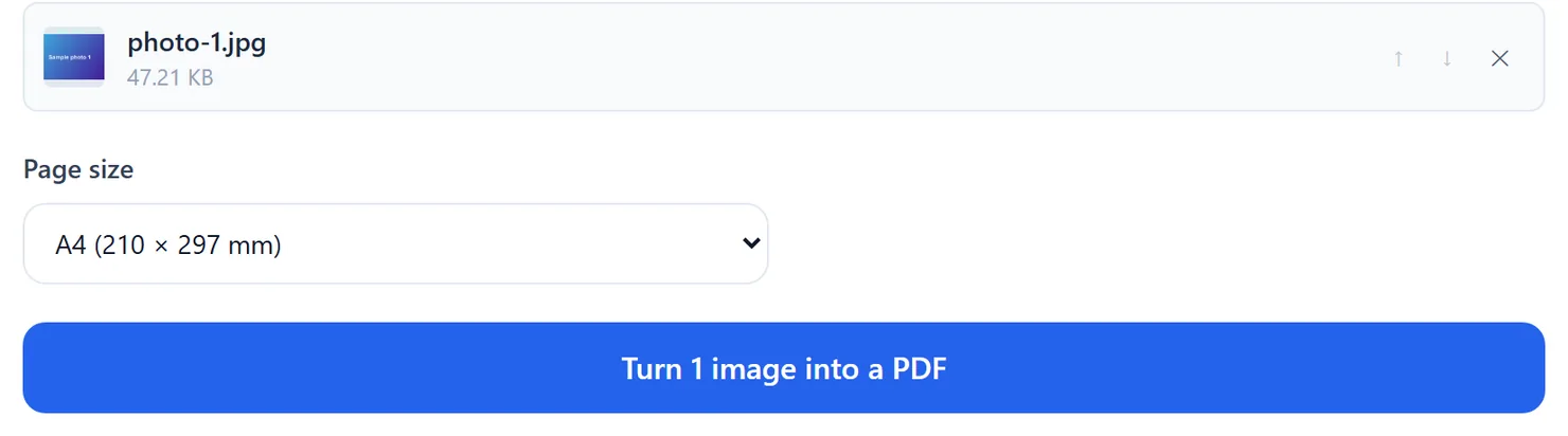 A JPG file added and ready to convert.