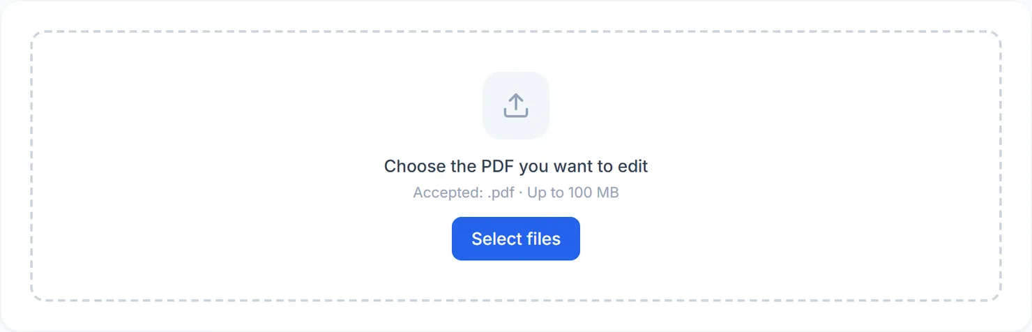The Remove PDF Pages tool, ready for your file.