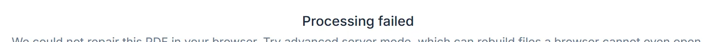 A badly damaged file: Standard cannot open it and explains that, rather than hanging.