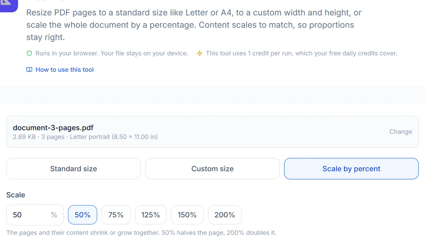 Scaling shrinks or grows the page and its content together.