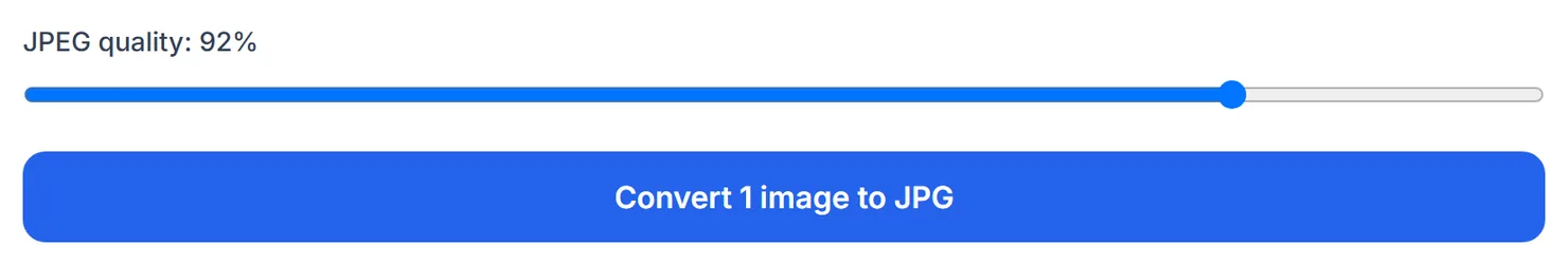 A WEBP image added, with the JPEG quality slider set before converting.