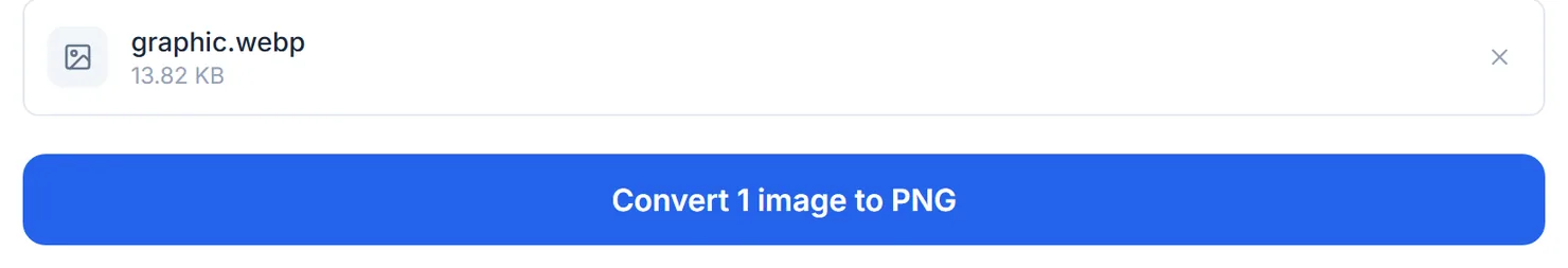 A WEBP image added and ready to convert. No quality setting is needed.